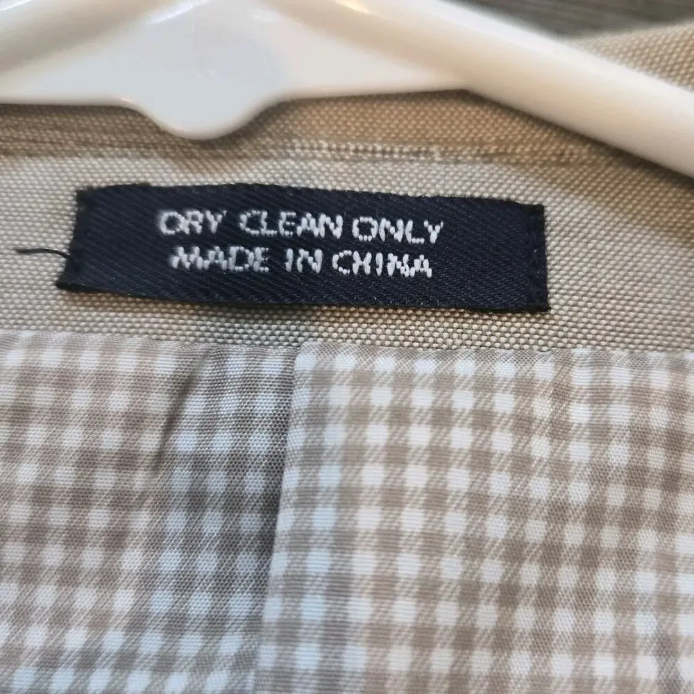 Saddlebred Mens Blazer 48R Beige Tan 100% Cotton 2-Button Sport Coat Gingham